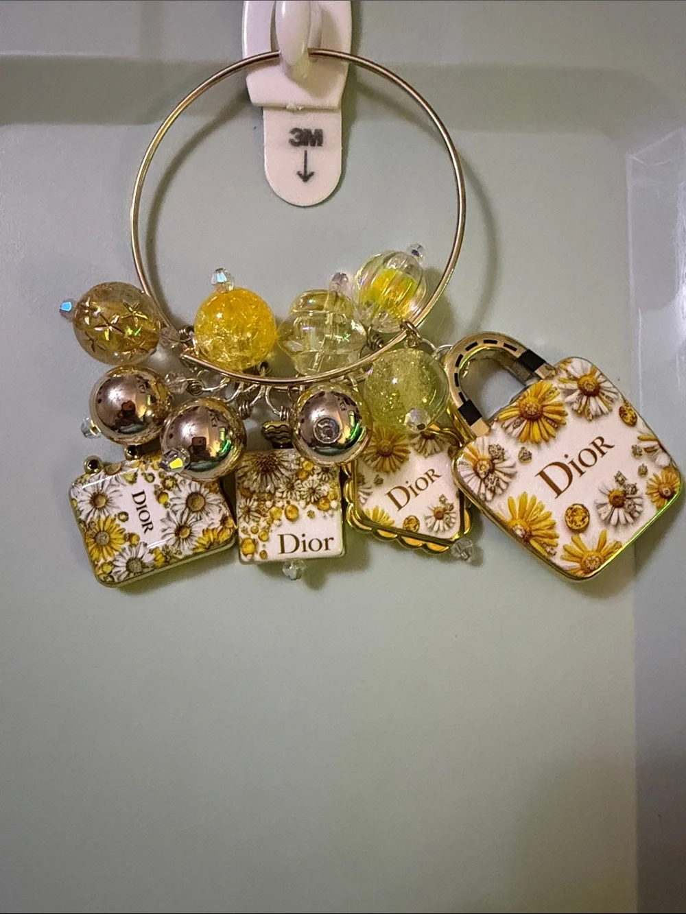 Yellow Daisy Charm Bag Keyring